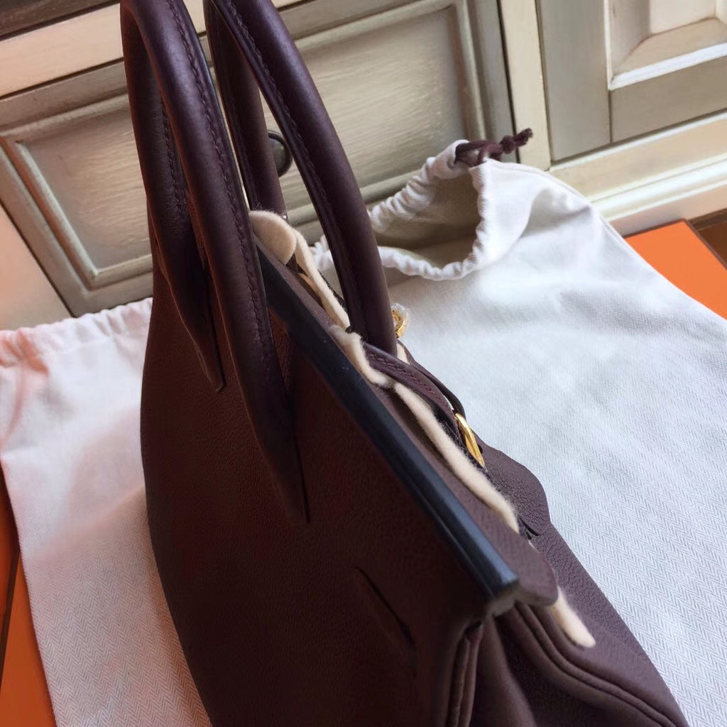 Hermes Prune  Birkin 25cm Togo Gold Hardware