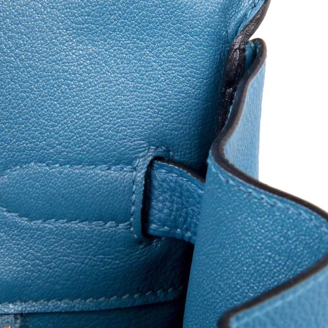 Hermès  75 Blue Jean 35  Togo Leather Gold Hardware