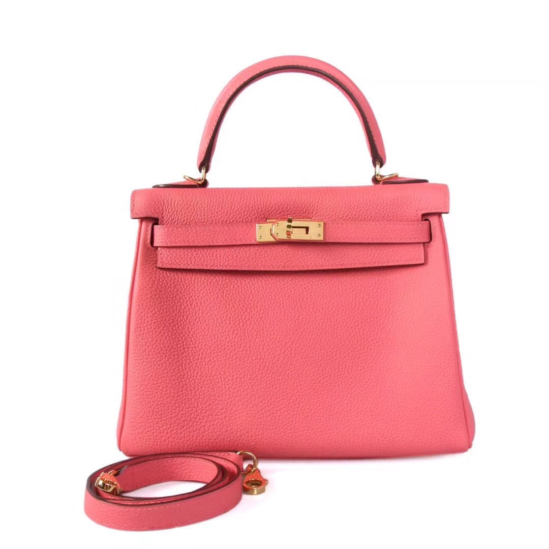 Hermès U5 Rose Lipstick Kelly 25  Togo Gold Hardware