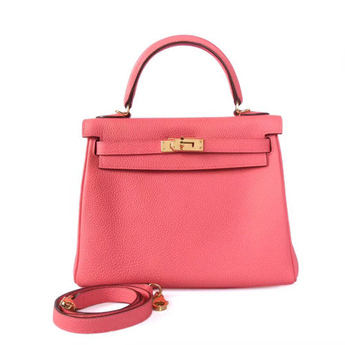 Hermès U5 Rose Lipstick Kelly 25  Togo Gold Hardware
