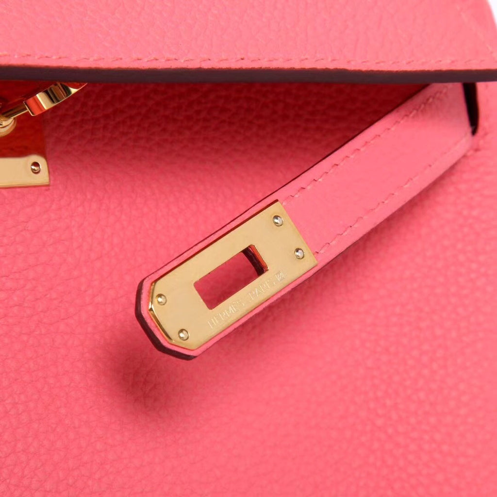 Hermès U5 Rose Lipstick Kelly 25  Togo Gold Hardware
