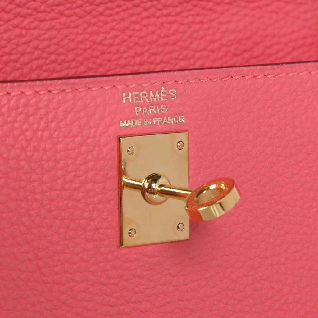 Hermès U5 Rose Lipstick Kelly 25  Togo Gold Hardware