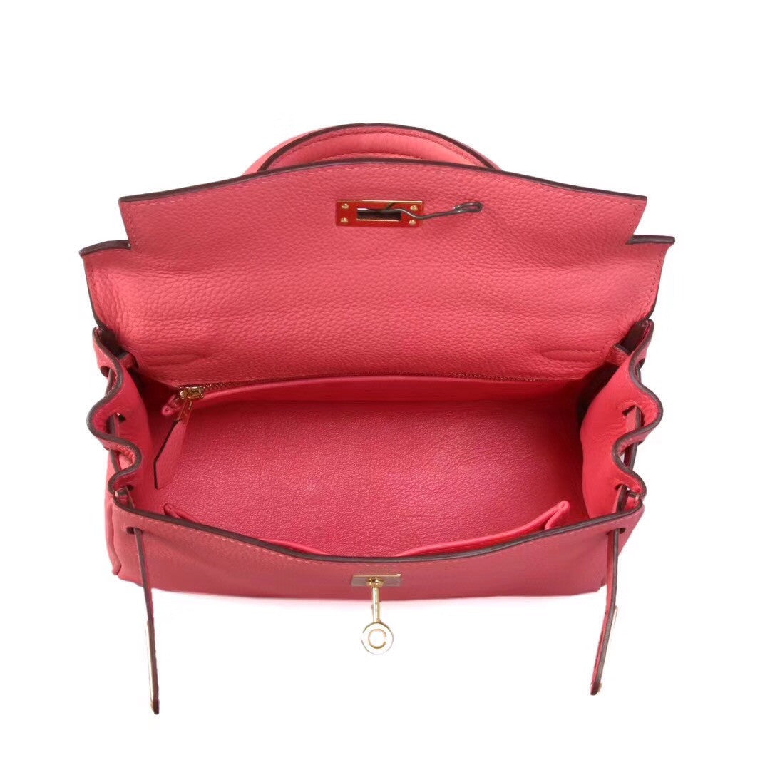 Hermès U5 Rose Lipstick Kelly 25  Togo Gold Hardware