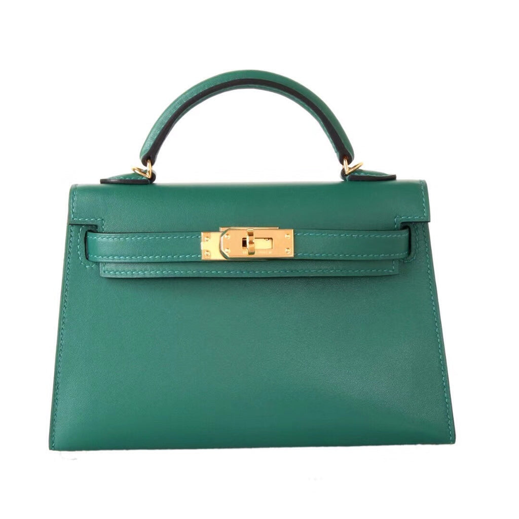 Hermès U4 Vert Vertigao  Mini Kelly II Epsom leather Gold hardware