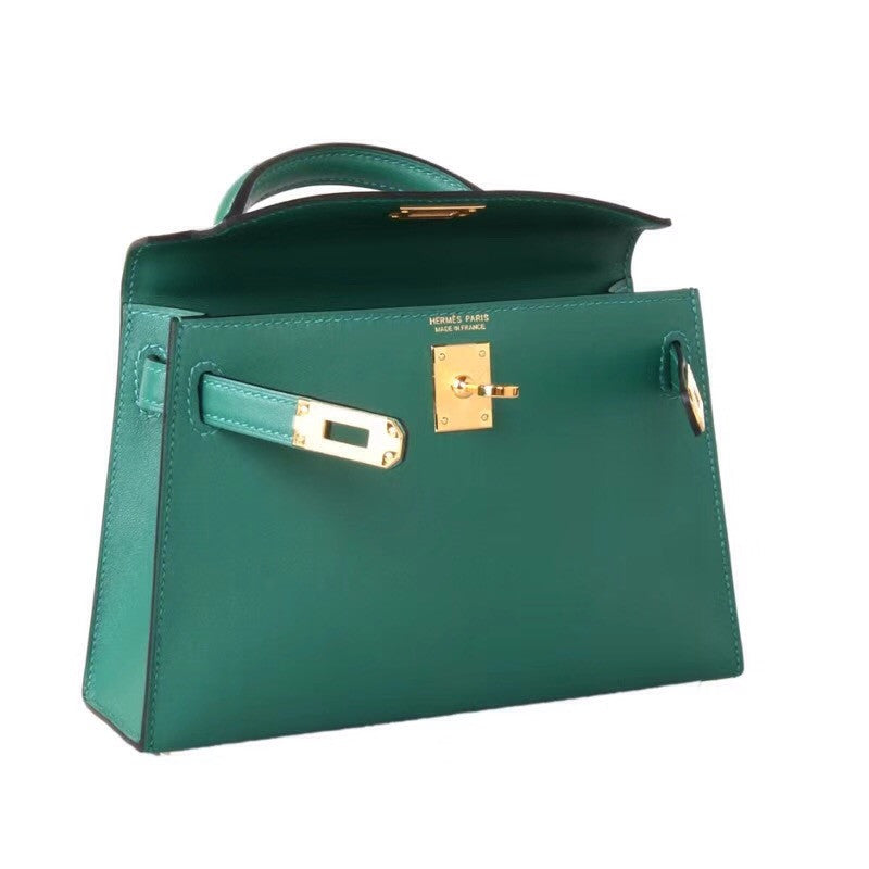 Hermès U4 Vert Vertigao  Mini Kelly II Epsom leather Gold hardware