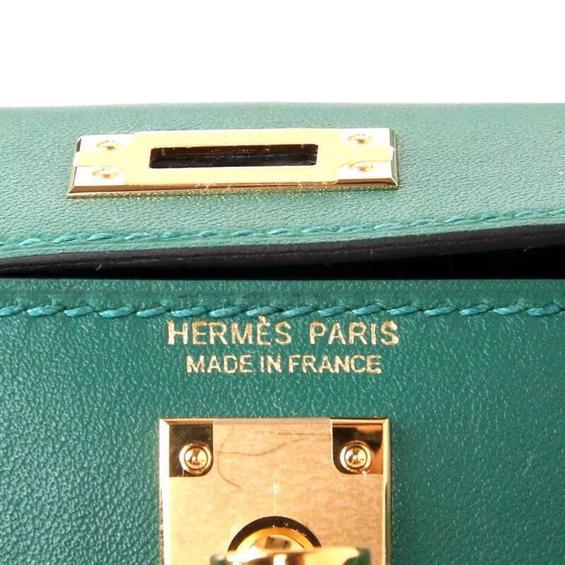 Hermès U4 Vert Vertigao  Mini Kelly II Epsom leather Gold hardware