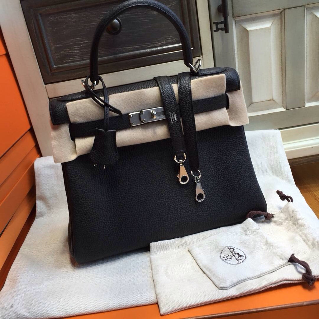 Hermès Black Kelly 32 Epsom Palladium Hardware