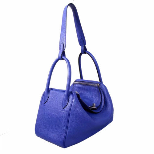 Hermes 7T Blue Electric Lindy 30  Togo Palladium Hardware