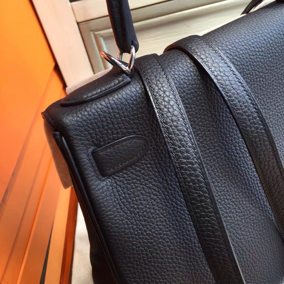 Hermès Black Kelly 32 Epsom Palladium Hardware