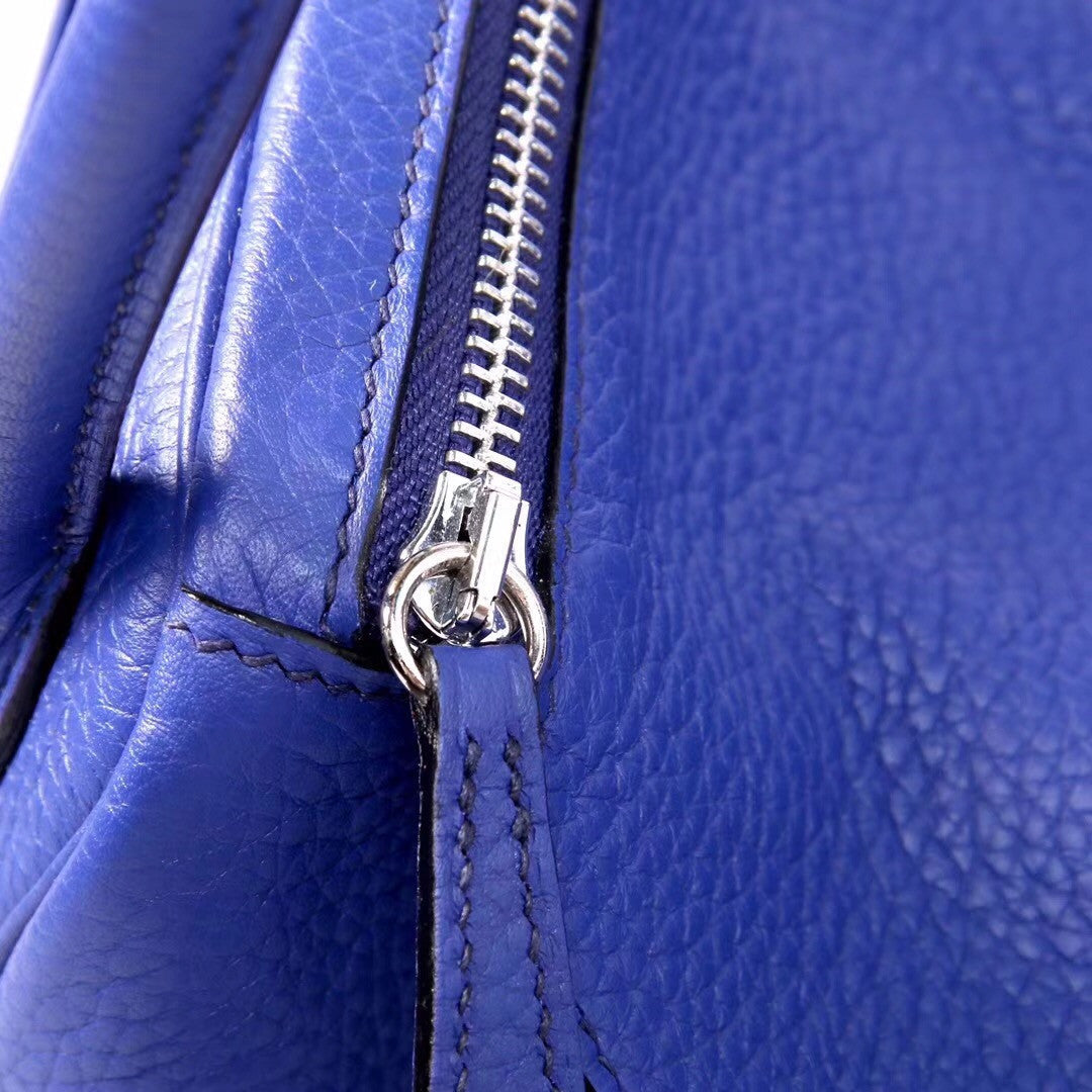 Hermes 7T Blue Electric Lindy 30  Togo Palladium Hardware
