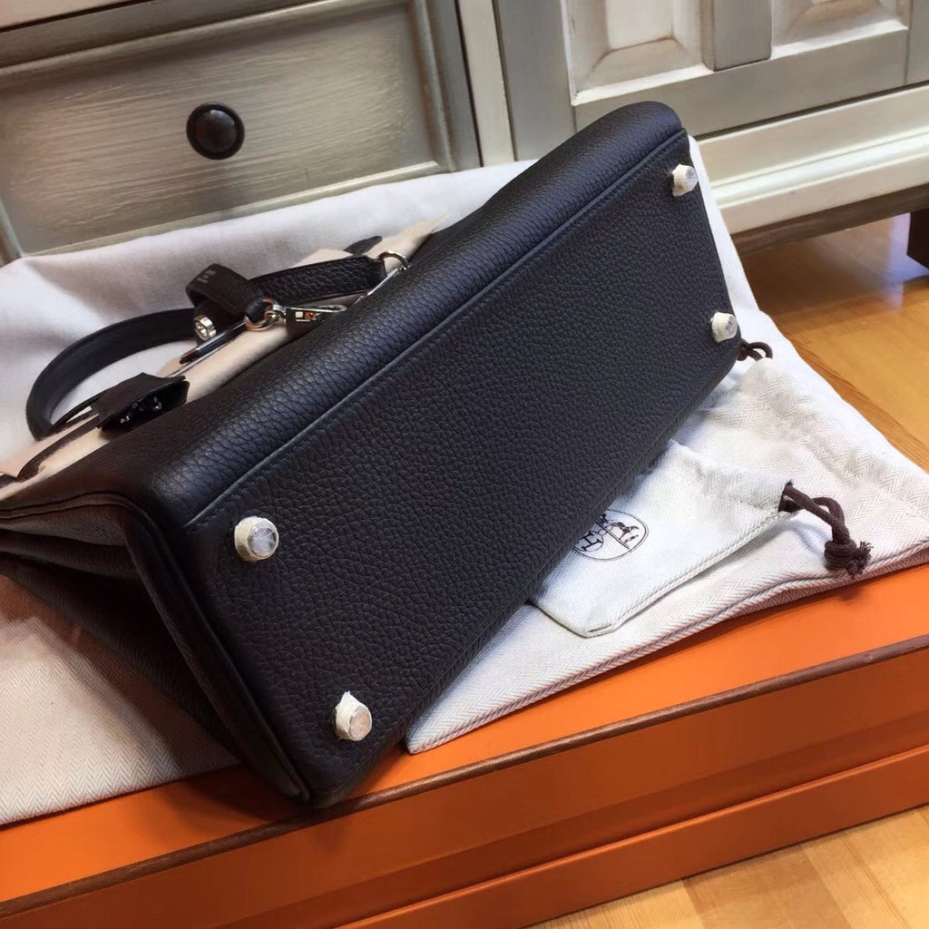 Hermès Black Kelly 32 Epsom Palladium Hardware