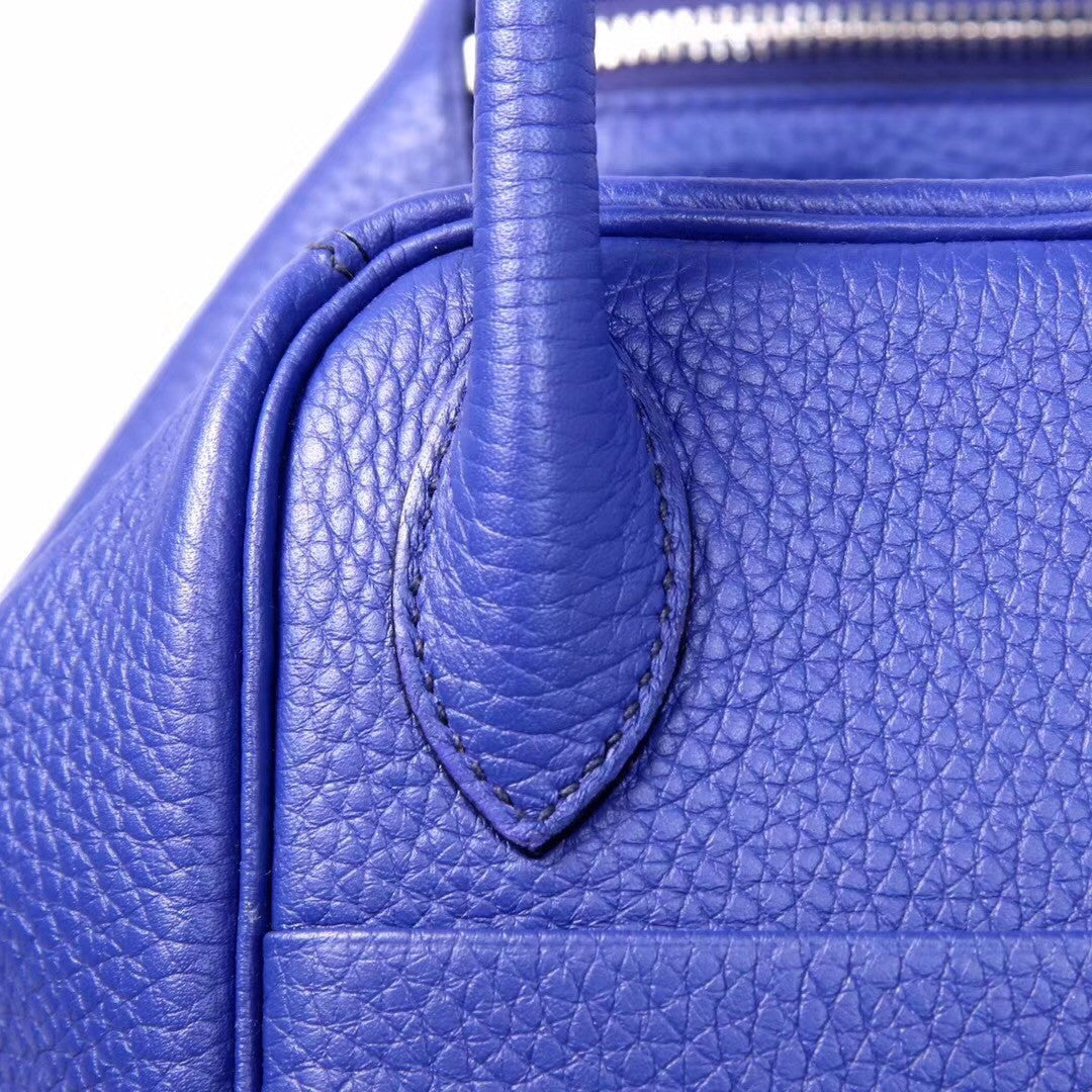 Hermes 7T Blue Electric Lindy 30  Togo Palladium Hardware