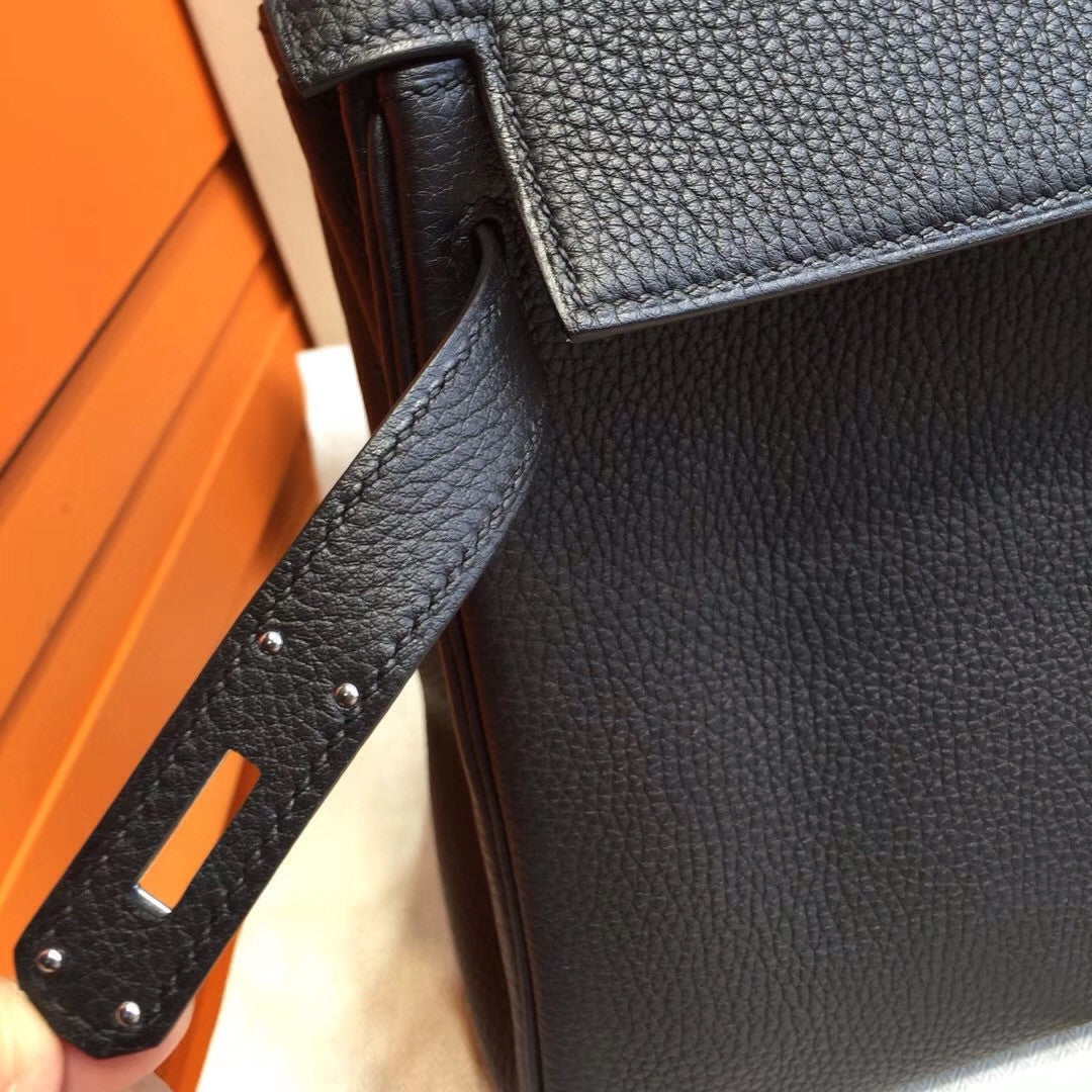 Hermès Black Kelly 32 Epsom Palladium Hardware