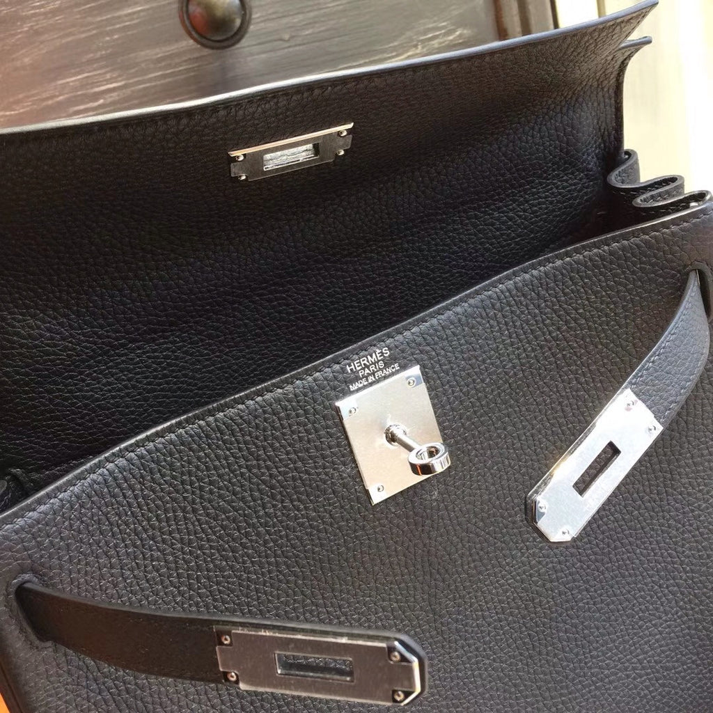 Hermès Black Kelly 32 Epsom Palladium Hardware