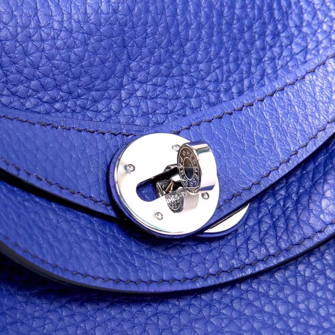 Hermes 7T Blue Electric Lindy 30  Togo Palladium Hardware