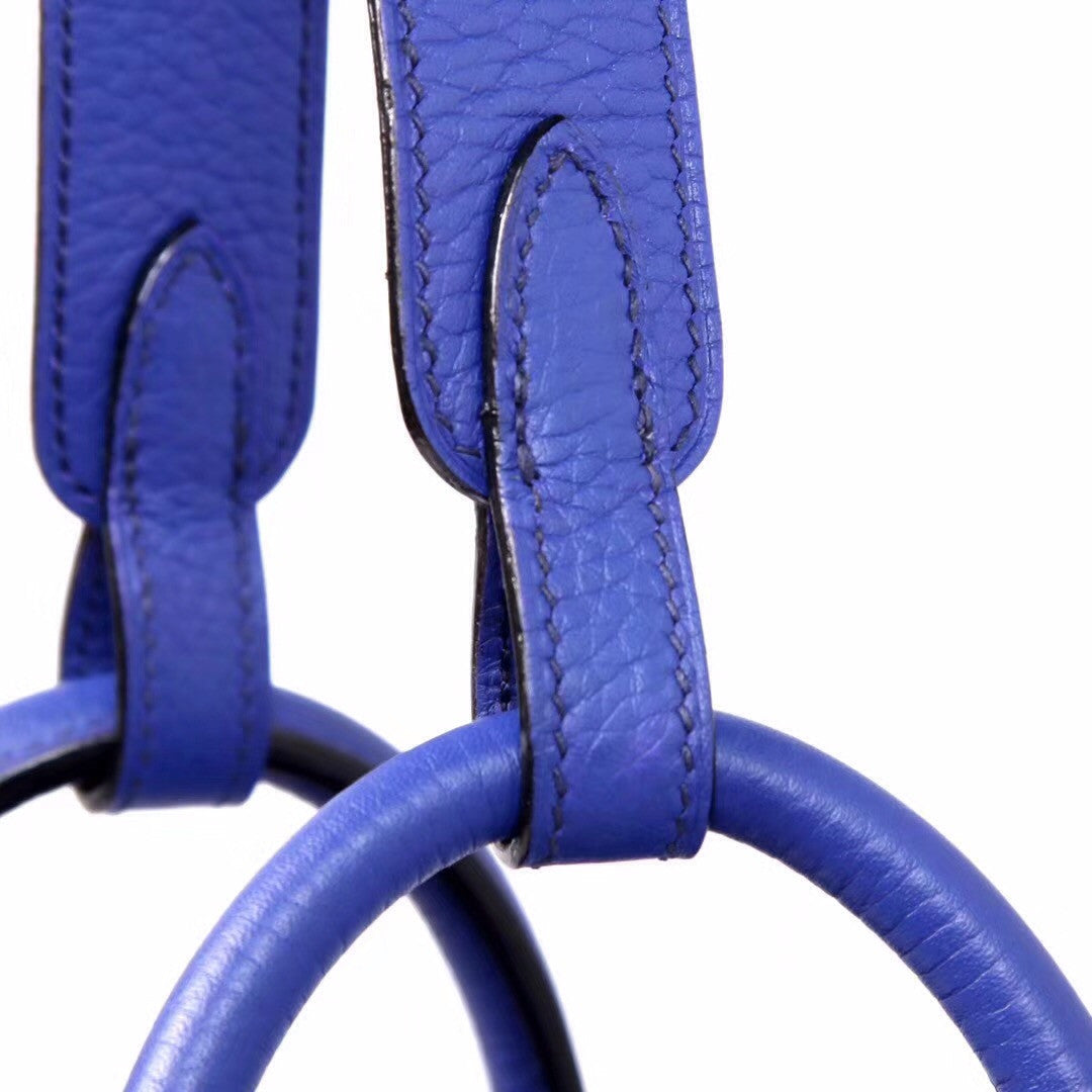 Hermes 7T Blue Electric Lindy 30  Togo Palladium Hardware