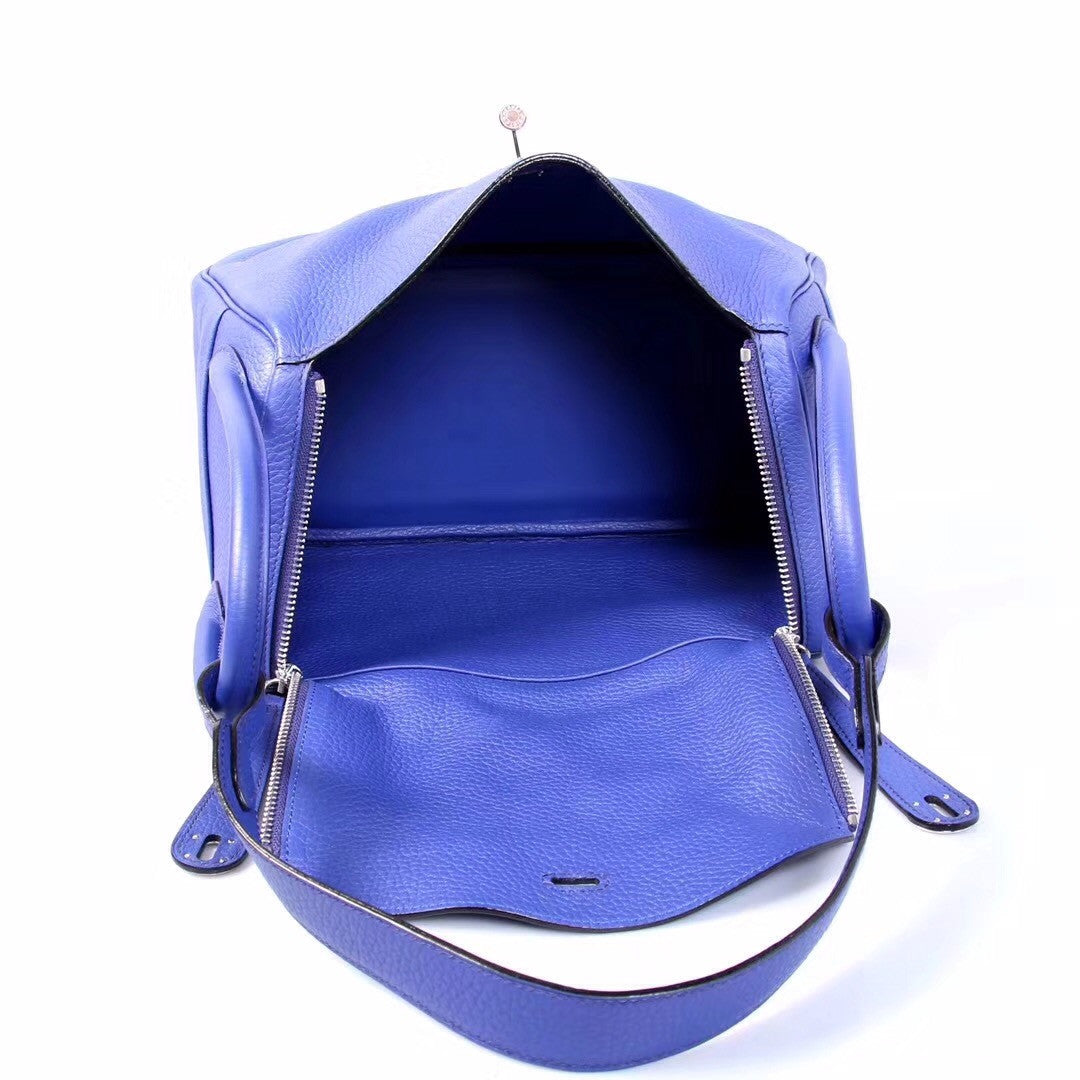 Hermes 7T Blue Electric Lindy 30  Togo Palladium Hardware