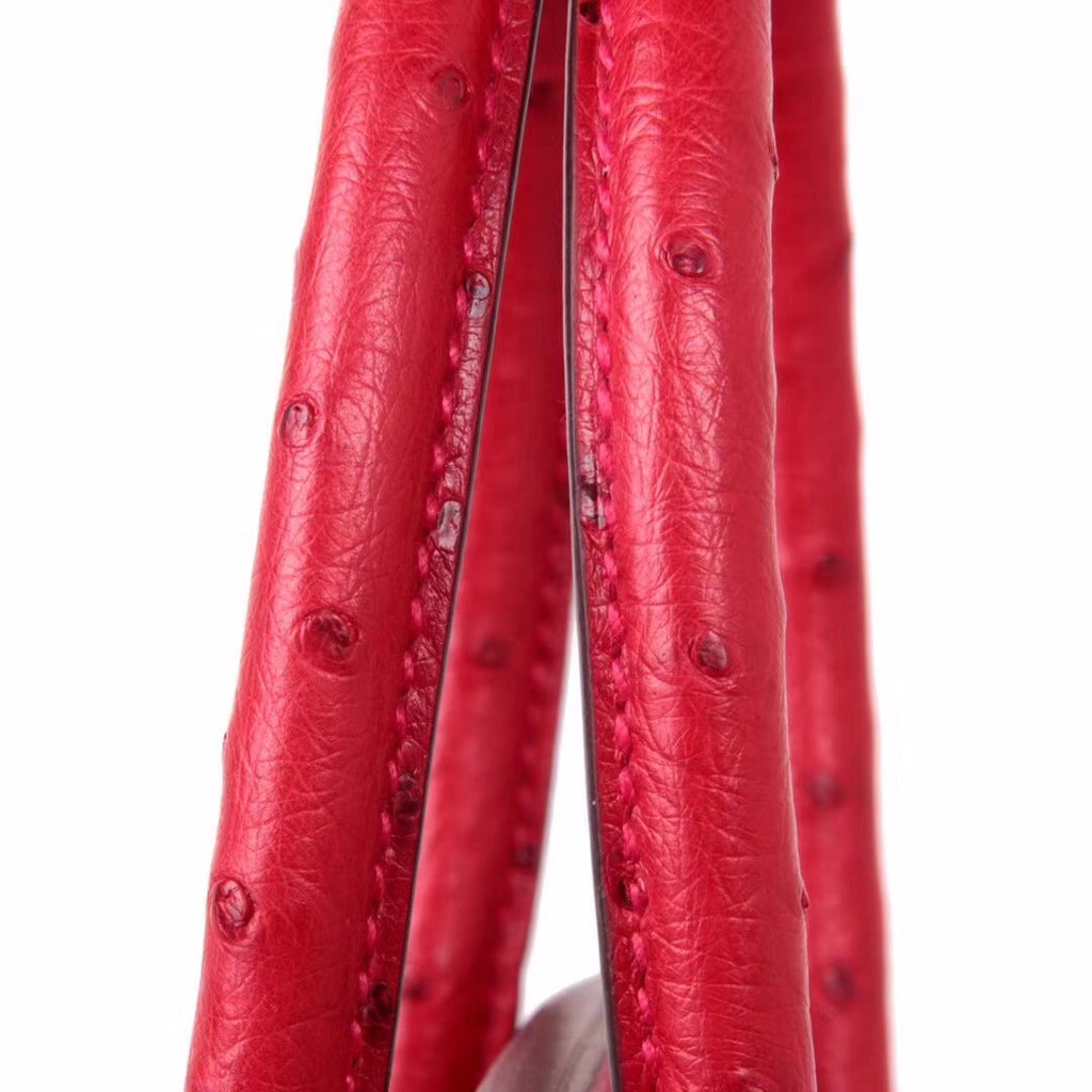 Hermes Rouge Vip  Birkin Bag 25cm KK Ostrich Leather Gold Hardware