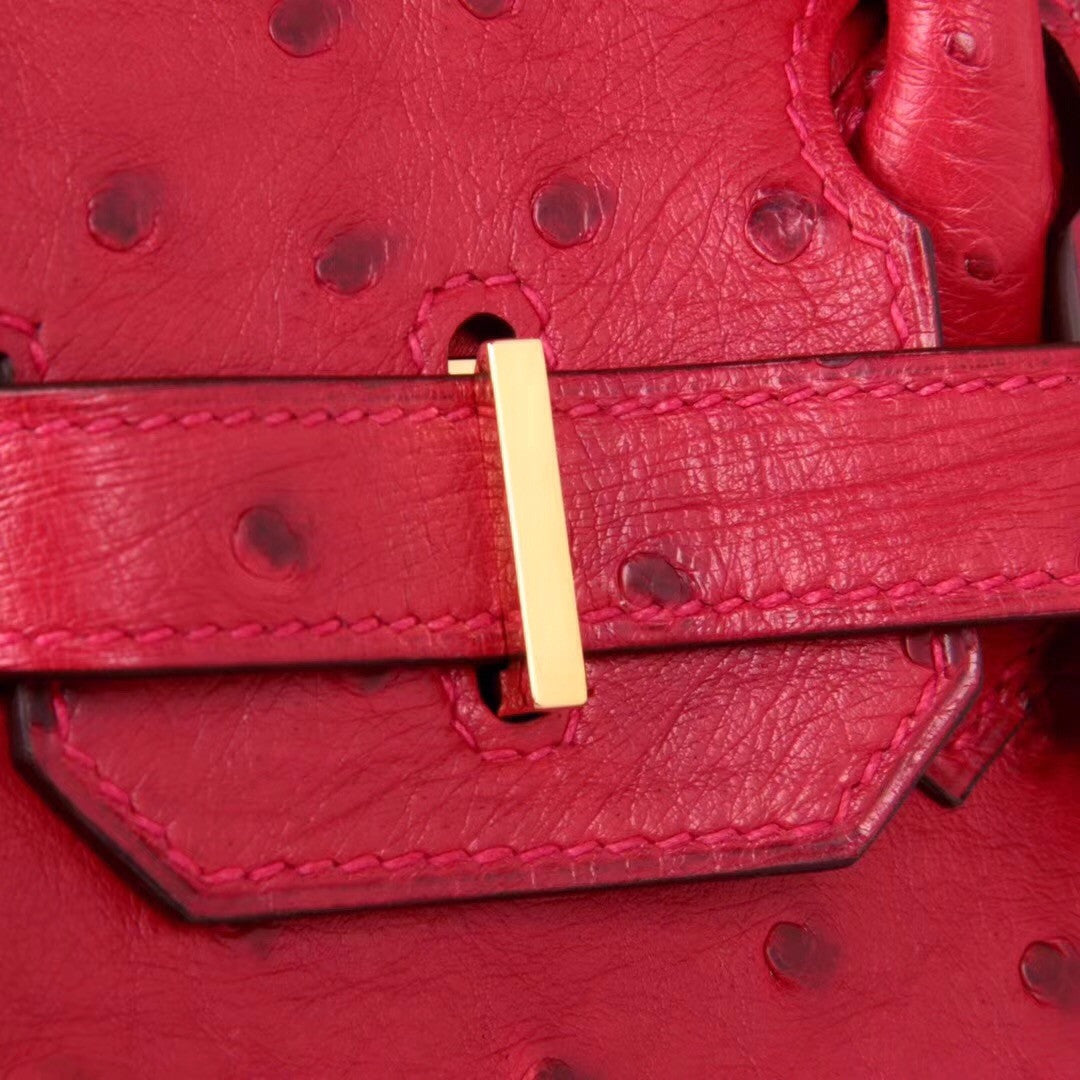 Hermes Rouge Vip  Birkin Bag 25cm KK Ostrich Leather Gold Hardware