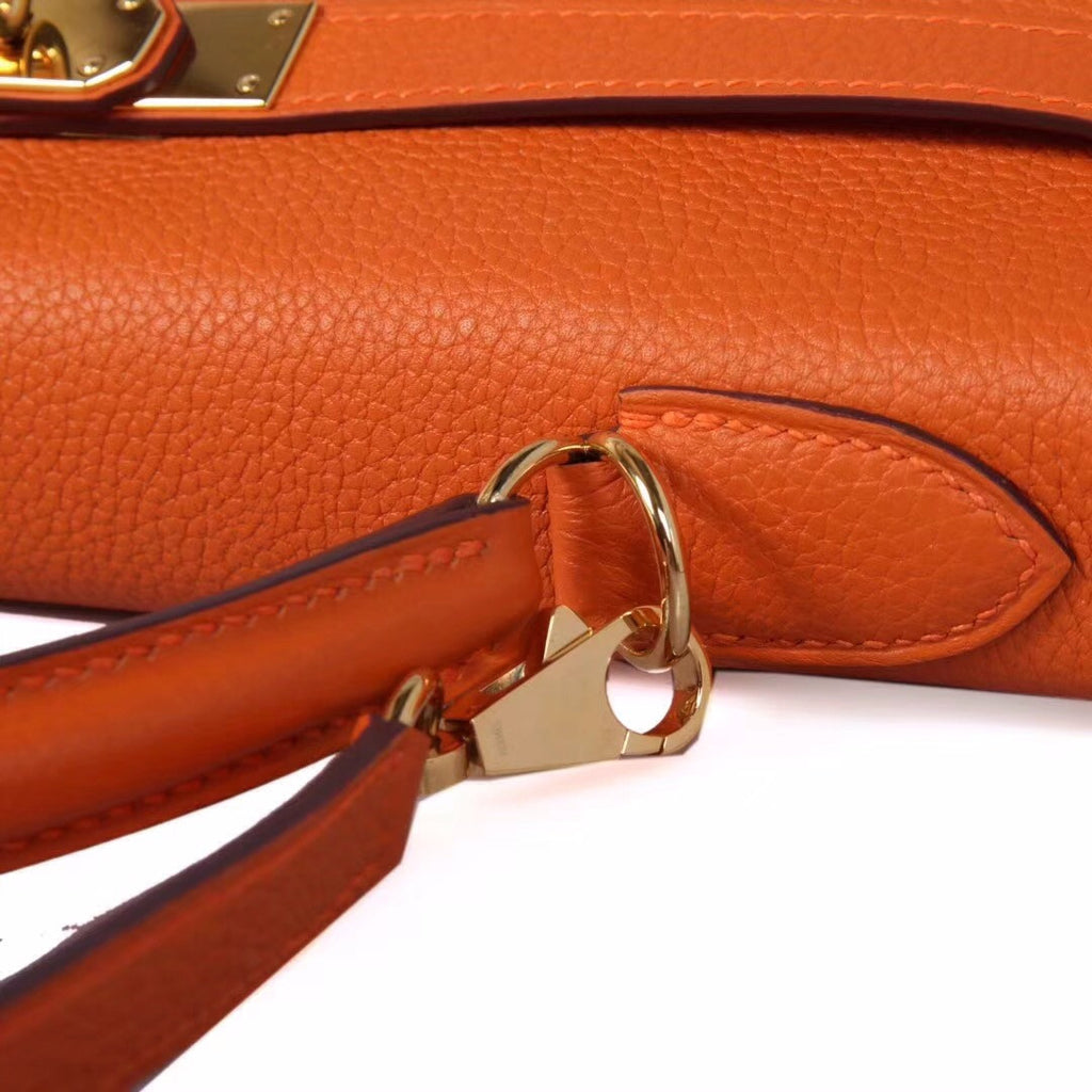 Hermès Orange  Kelly 32  Togo Gold Hardware