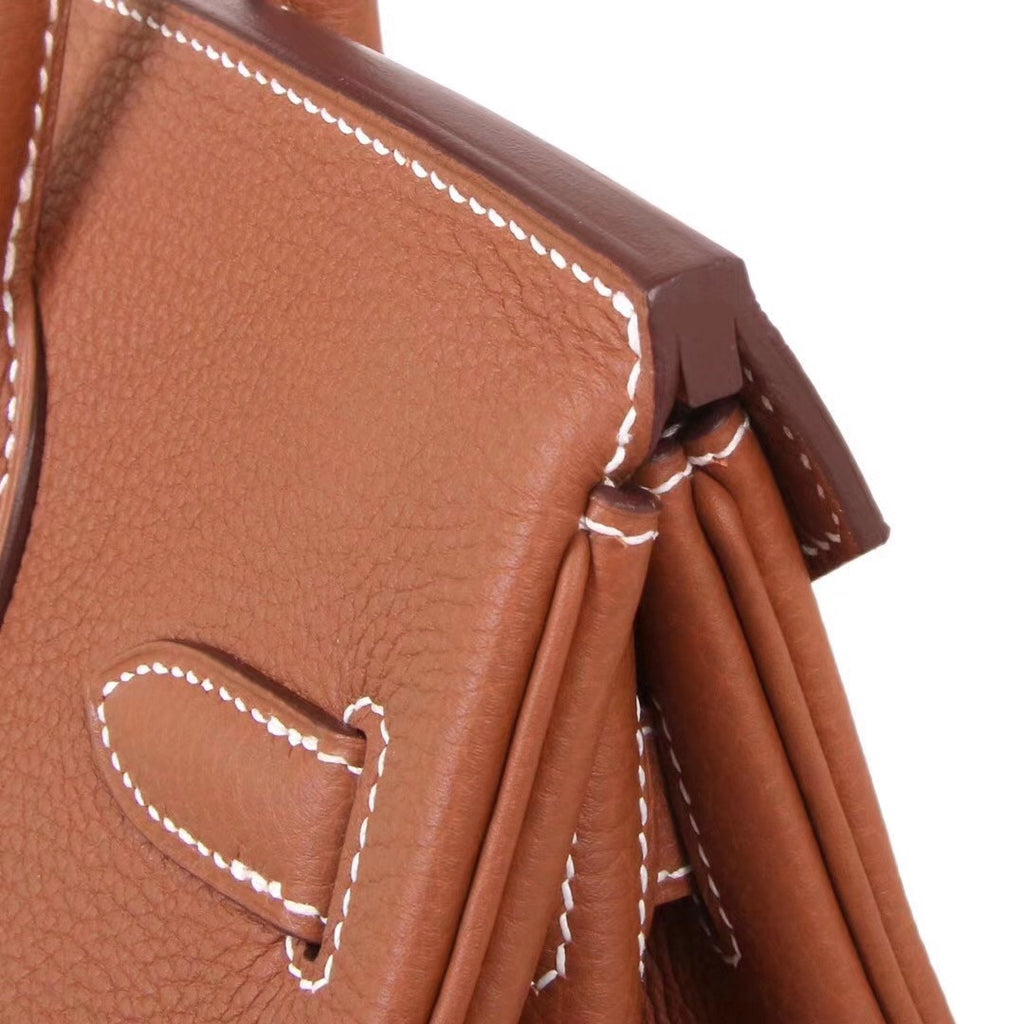 Hermes Gold Birkin 25 cm Togo Leather Palladium  Hardware