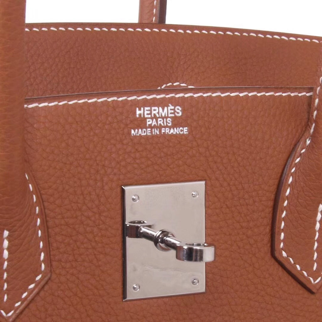 Hermes Gold Birkin 25 cm Togo Leather Palladium  Hardware