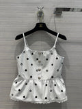 Chanel SS2023 Embroidered Calfskin & Lace Top White