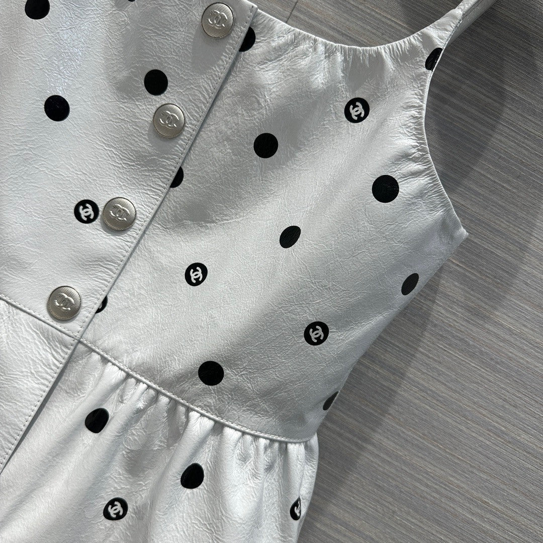 Chanel SS2023 Embroidered Calfskin & Lace Top White