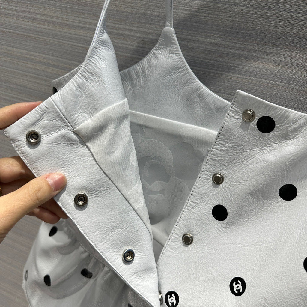 Chanel SS2023 Embroidered Calfskin & Lace Top White
