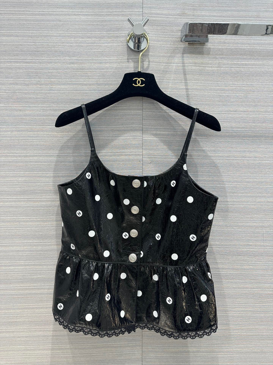 Chanel SS2023 Embroidered Calfskin & Lace Top