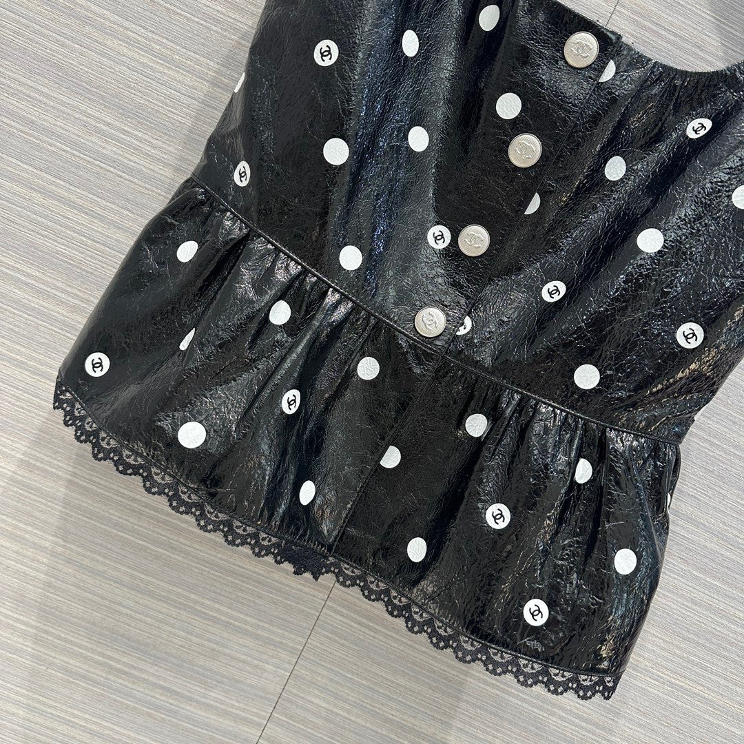 Chanel SS2023 Embroidered Calfskin & Lace Top