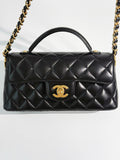 Chanel SPRING-SUMMER 2025 PRE-COLLECTION  BLACK MINI FLAP BAG WITH TOP HANDLE