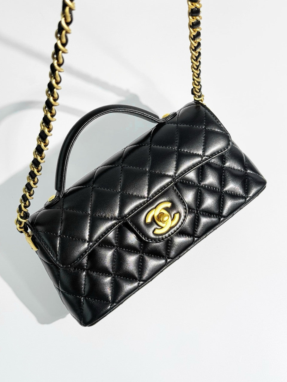Chanel SPRING-SUMMER 2025 PRE-COLLECTION  BLACK MINI FLAP BAG WITH TOP HANDLE