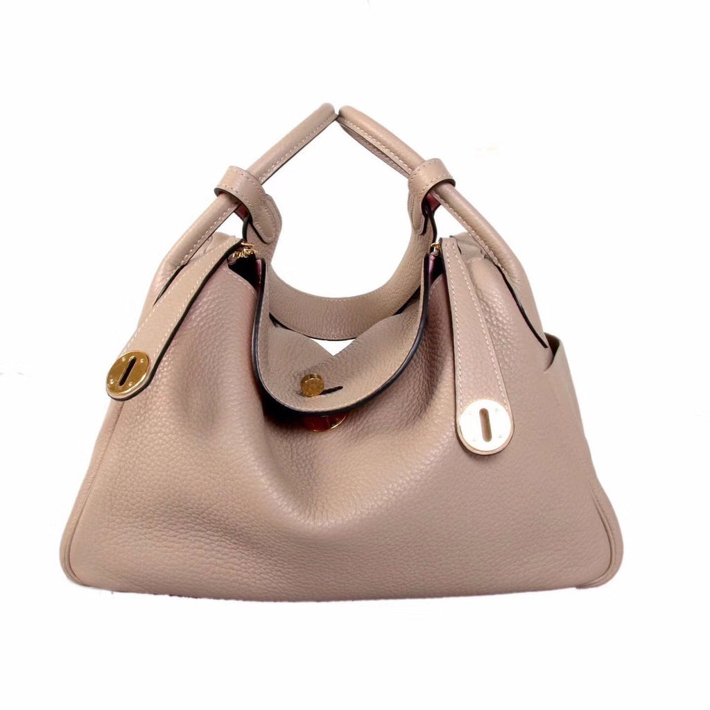 Hermes Gris Tourterelle/ Pink Sakura Lindy 30  Togo Gold HW