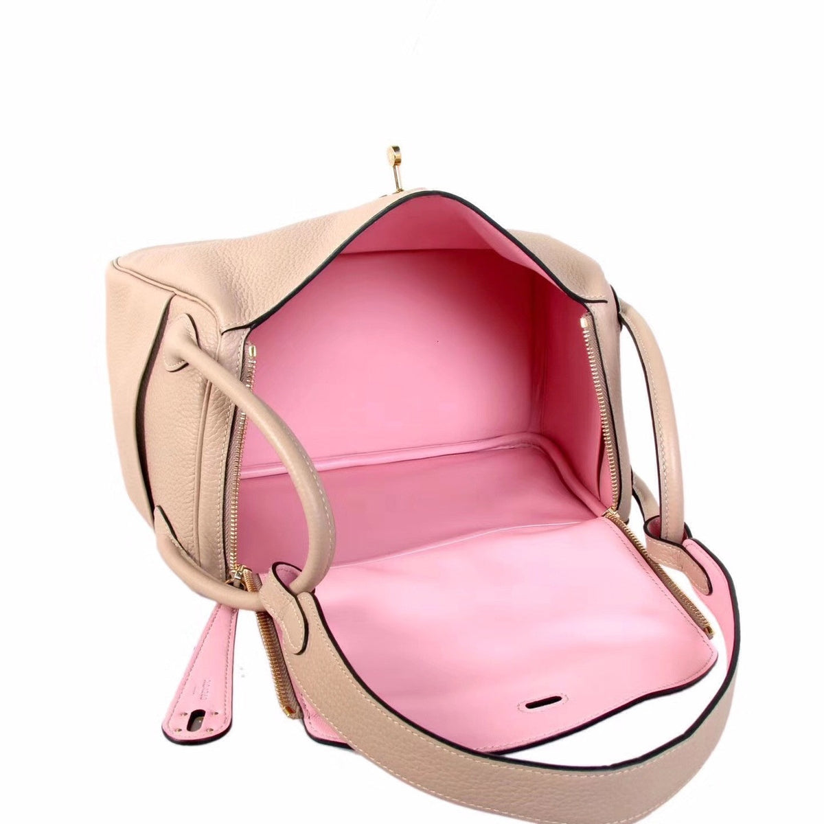 Hermes Gris Tourterelle/ Pink Sakura Lindy 30  Togo Gold HW