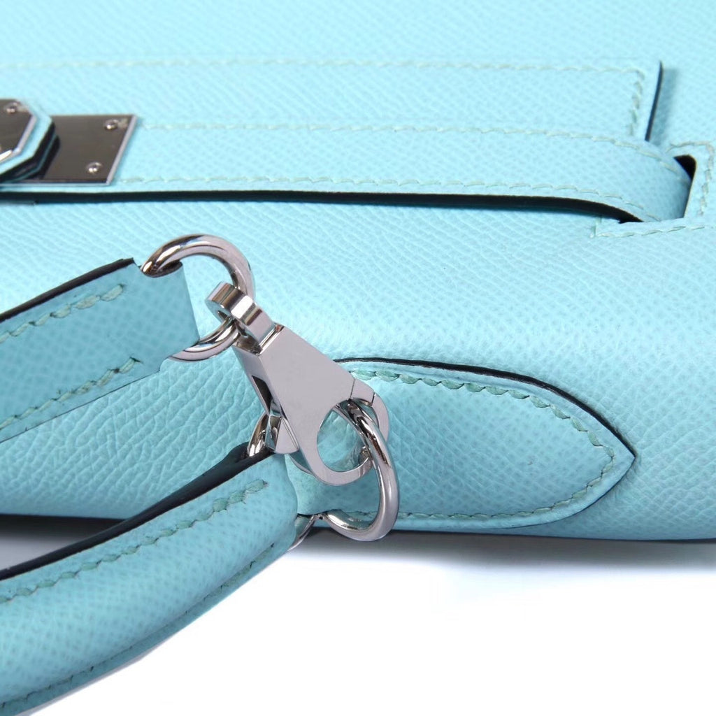 Hermès Blue Atoll  Kelly 25  Epsom Palladium Hardware