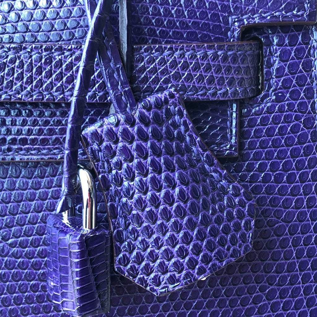 Hermes Kelly 25 Bag Sellier Purple  Lizard Palladium Hardware