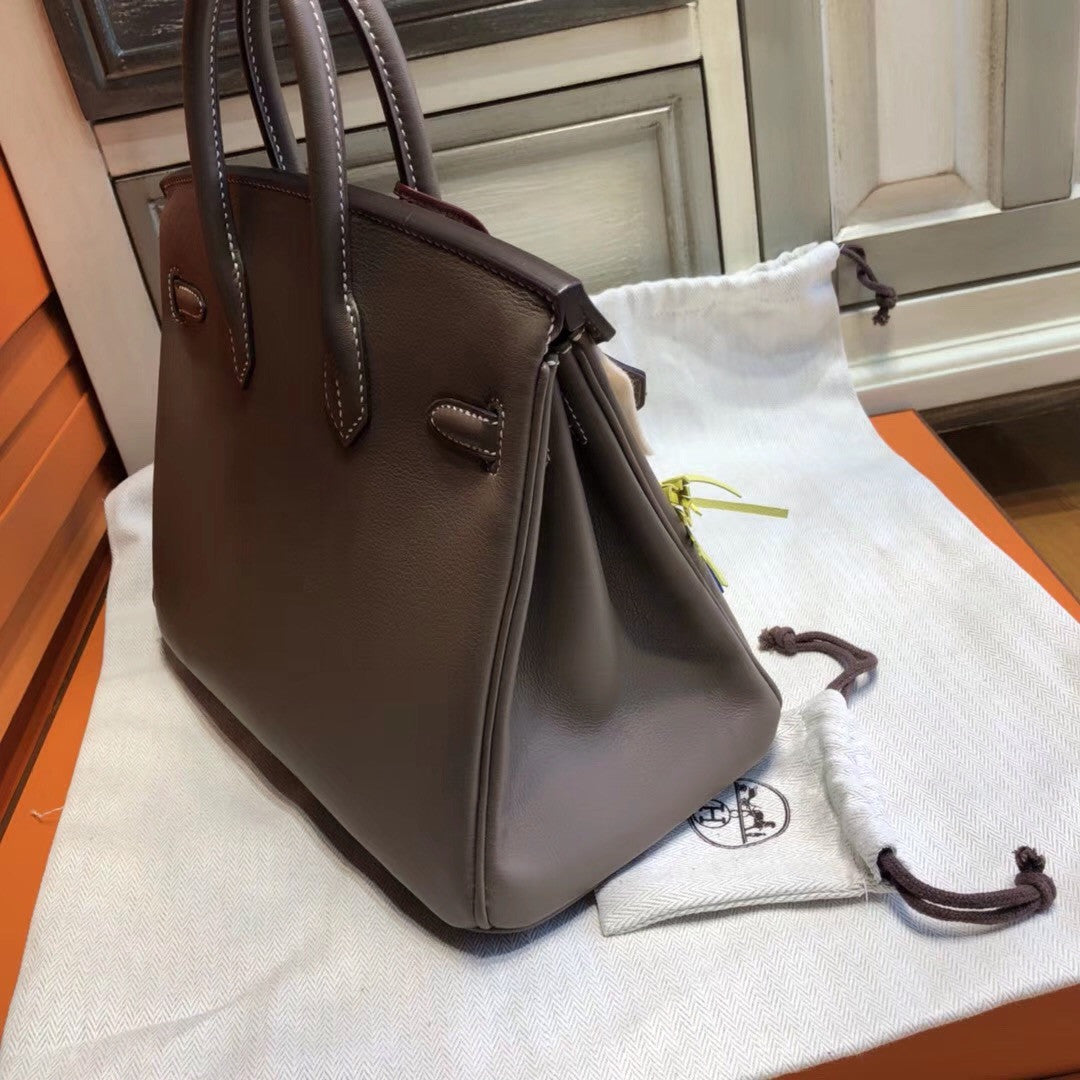 Hermes 18 Etoupe  Birkin 25cm Swift Gold Hardware