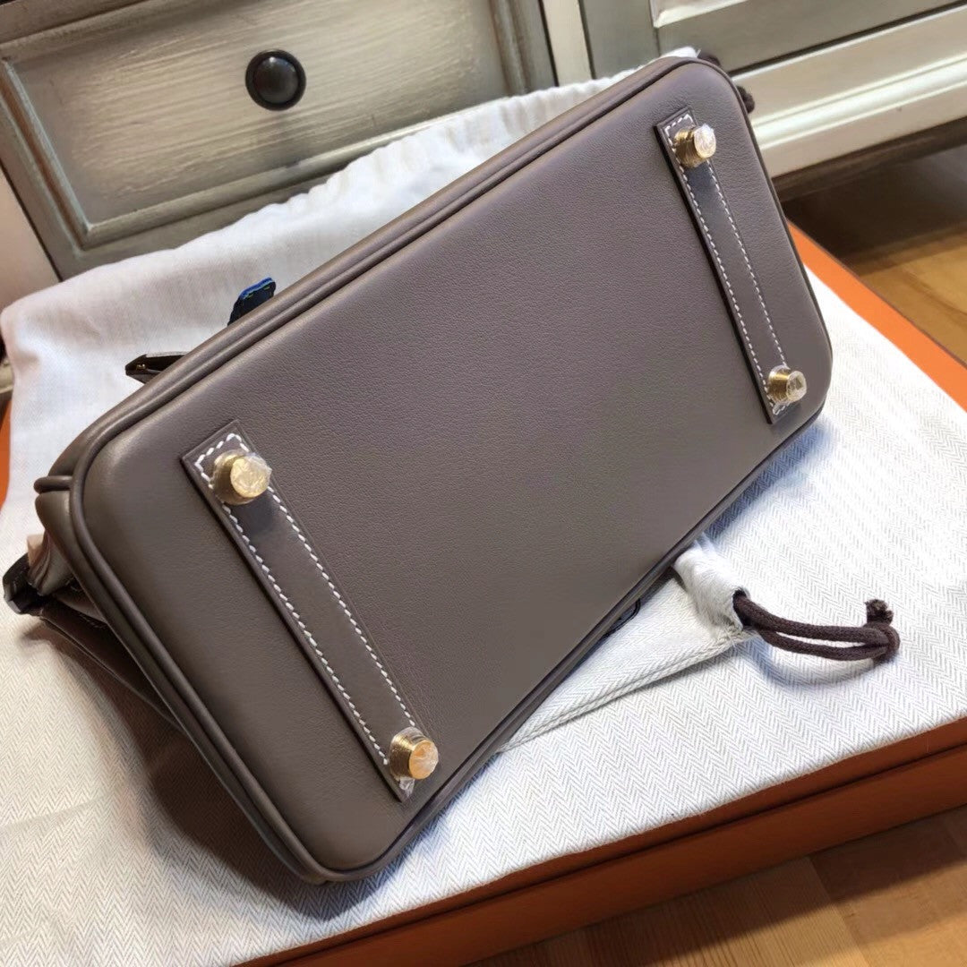 Hermes 18 Etoupe  Birkin 25cm Swift Gold Hardware