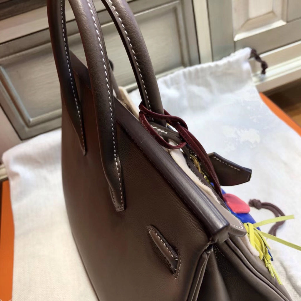 Hermes 18 Etoupe  Birkin 25cm Swift Gold Hardware