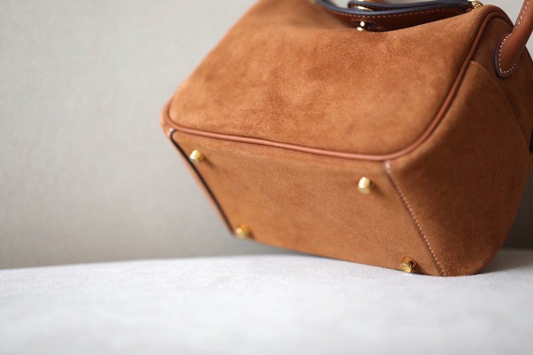 Hermes Mini Lindy 20cm Bag Gold Swift Leather/Suede Gold Hardware