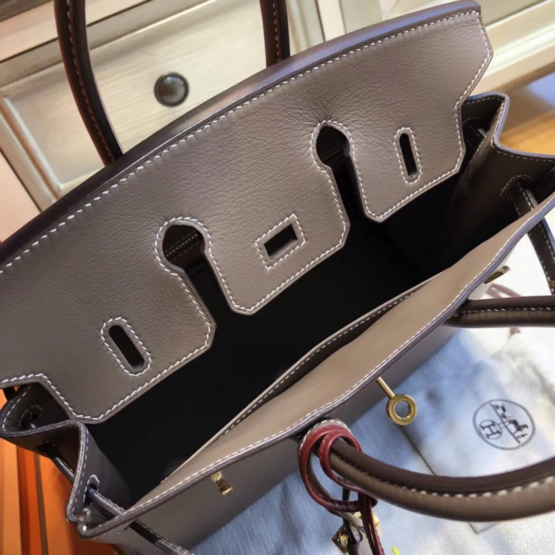 Hermes 18 Etoupe  Birkin 25cm Swift Gold Hardware
