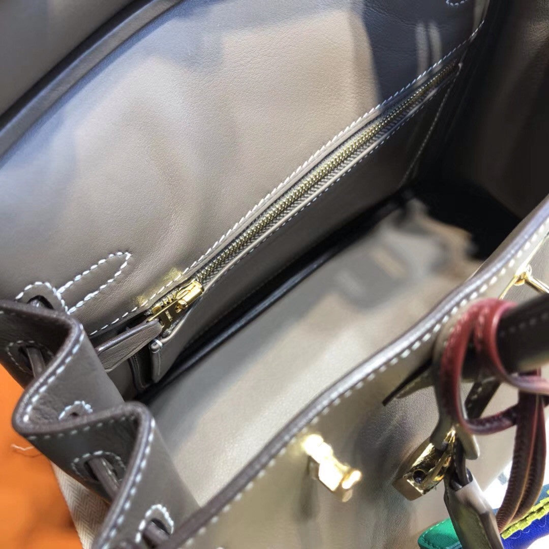 Hermes 18 Etoupe  Birkin 25cm Swift Gold Hardware