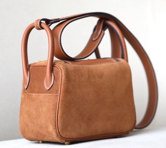 Hermes Mini Lindy 20cm Bag Gold Swift Leather/Suede Gold Hardware