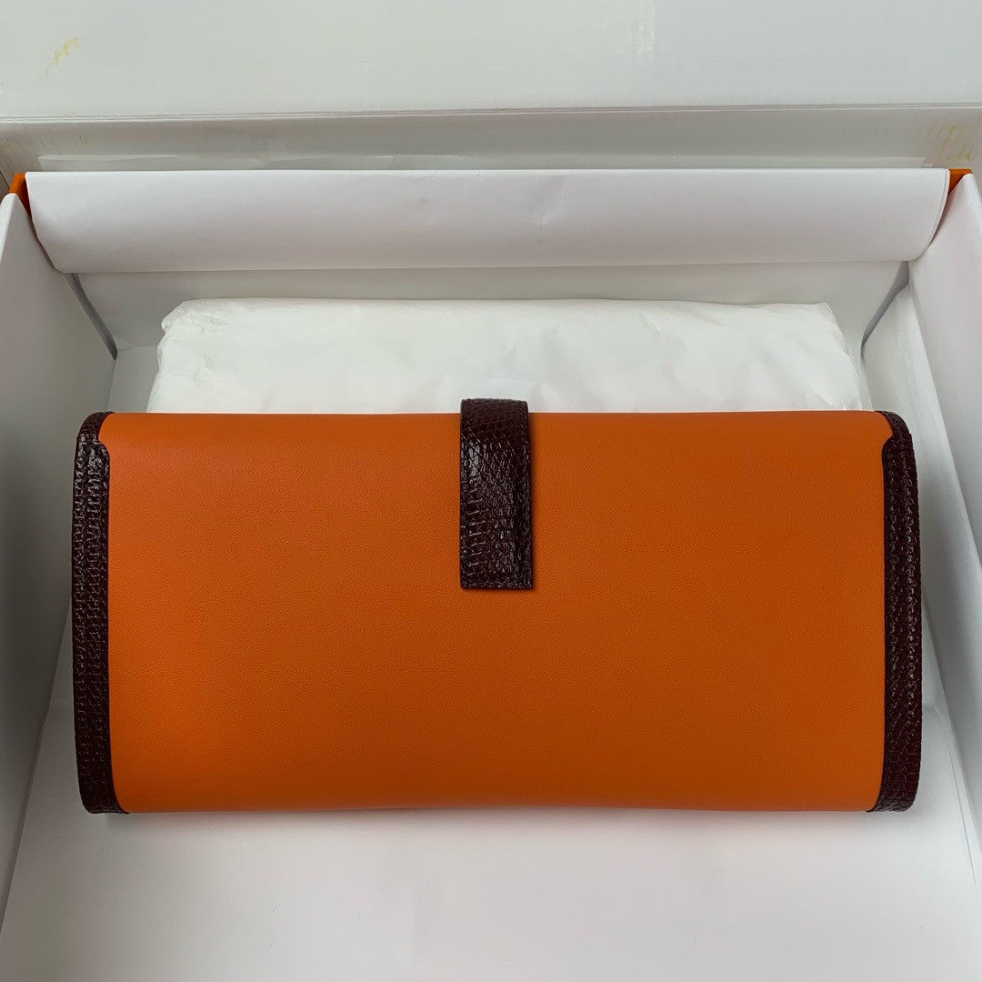 HERMÈS JIGE ELAN 29 ORANGE SWIFT AND BROWN LIZARD