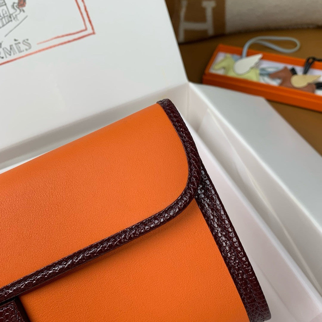 HERMÈS JIGE ELAN 29 ORANGE SWIFT AND BROWN LIZARD