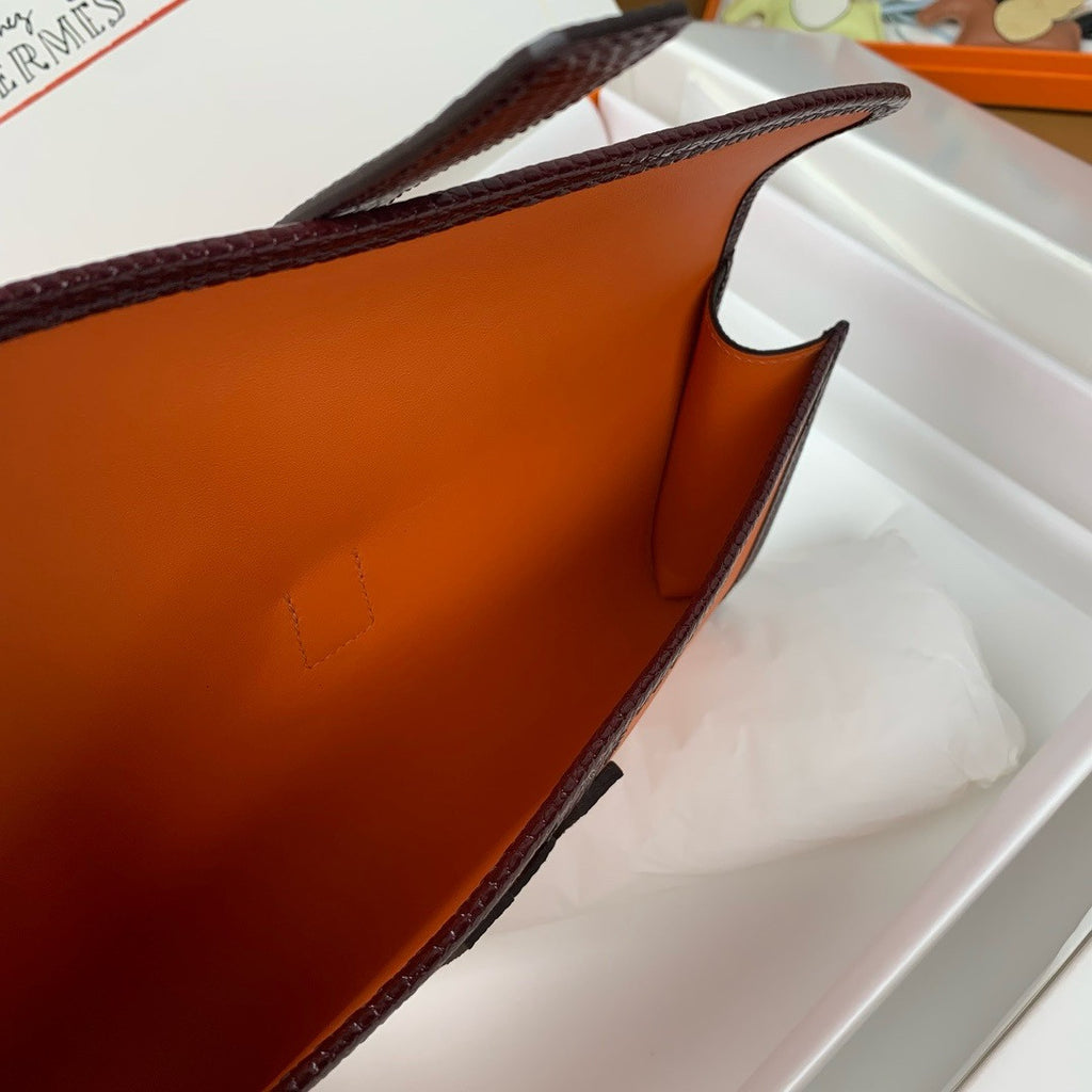 HERMÈS JIGE ELAN 29 ORANGE SWIFT AND BROWN LIZARD