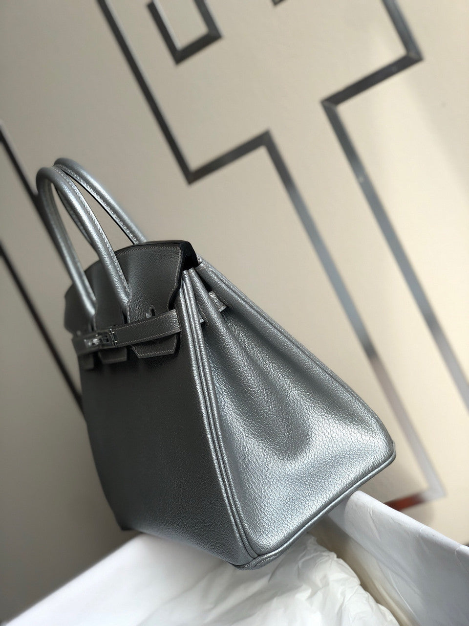 Hermes Birkin 25 Silver Chevre Myzore Goatskin Palladium Hardware
