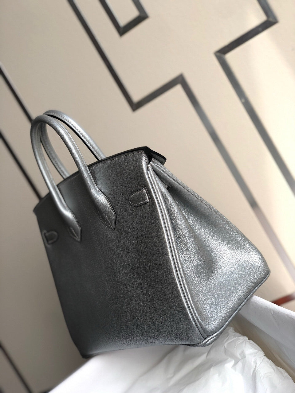 Hermes Birkin 25 Silver Chevre Myzore Goatskin Palladium Hardware