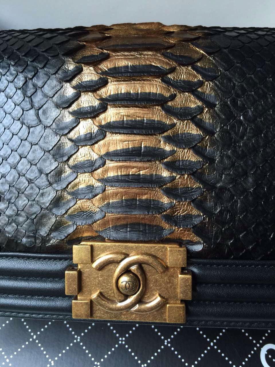 CHANEL Python Boy Bag